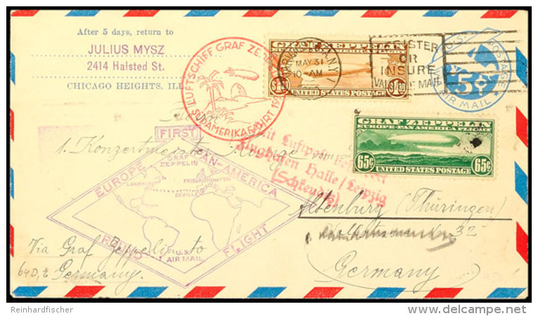 65 C. Und 1,30 $ Zeppelin A. Zeppelinbrief SAF 1930, Tadellose Bedarfserhaltung, Katalog: 326/27 BF65 C. And 1,... - Autres & Non Classés