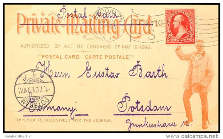 1902, 2 C. Auf Private Mailing Card, Rs. Farbiger Zudruck (Cake Walk Negro Dance, Nr. 3), 1901 Von New York Nach... - Autres & Non Classés