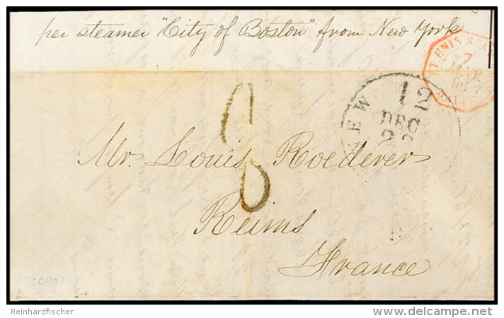1865, Kompletter Faltbrief Aus Boston Mit Leitvermerk "per Steamer City Of Boston From New York" Via NEW YORK... - Otros & Sin Clasificación