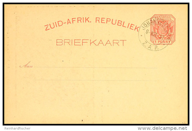 1894, 1 D. Ganzsachenkarte, 4 Stück Mit Rückseitig Verschiedenen Bildern "Greetings From Johannesburg"... - Otros & Sin Clasificación