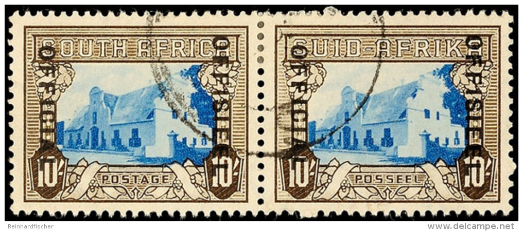 1935, 10 Sh. Mit Aufdruck Im Sauber Gestempelten Waagerechten Paar, Selten, Mi. 350,-, Katalog: D60/61 O1935,... - Autres & Non Classés