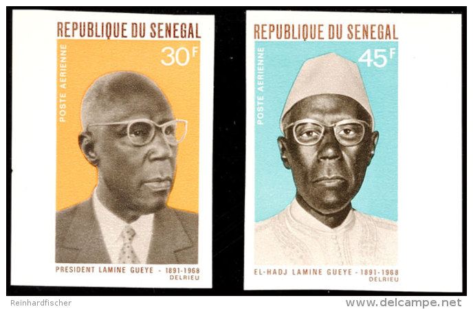 30 U. 45 Fr. 1. Todestag Von Amadou Lamine-Guéye 1969, Randstücke Breitrandig Ungezähnt Statt... - Sénégal (1960-...)