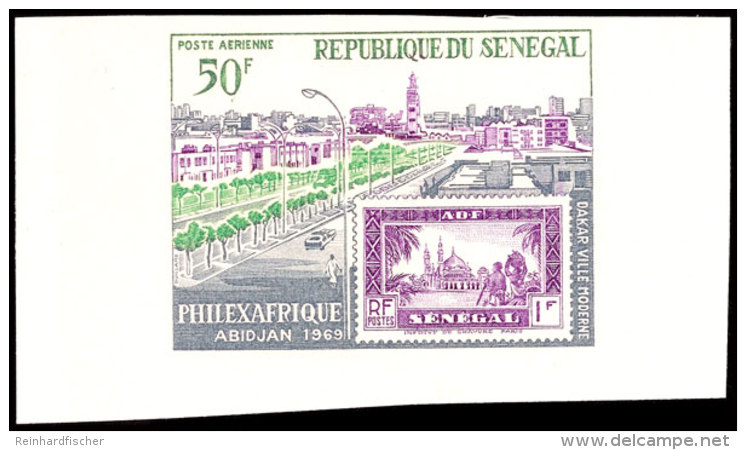 50 Fr. Internationale Briefmarkenausstellung PHILEX-AFRIQUE 1969, Motiv: Marke Auf Marke, Breitrandig... - Senegal (1960-...)
