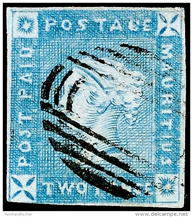 2 P. Blau, Linke Untere Ecke Berührt, Sonst Vollrandig, Klar Gestempelt, Etwas Erh. Gepr. Jakubek, SG-No. 37,... - Mauritius (1968-...)