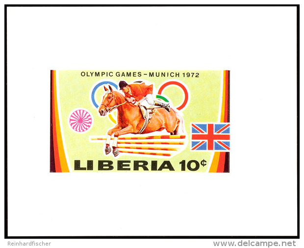 10 C. Olympiade München 1972, Springreiten, Als Ungezähnte Probedruck-Blockausgabe, Tadellos Postfrisch,... - Liberia