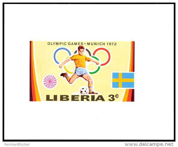 3 C. Olympiade München 1972, Fußball, Als Ungezähnte Probedruck-Blockausgabe, Tadellos Postfrisch,... - Liberia