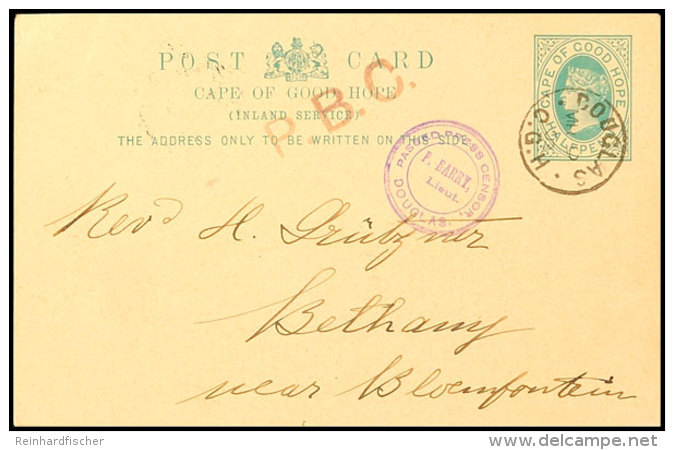 1902, "PASSED PRESS CENSOR DOUGLAS F.BARRY Lieut.", Violetter DKr.-Zensurstempel (Wolter Nicht Gelistet), Klar Auf... - Cabo De Buena Esperanza (1853-1904)