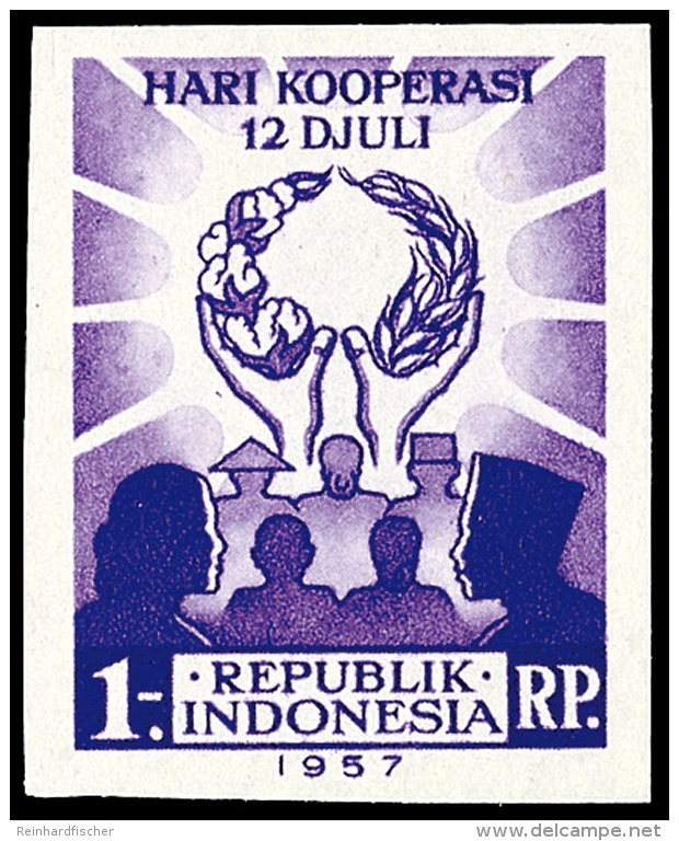 10 Sen Bis 1 Rp. "Tag Der Zusammenarbeit 1957", Ungezähnt, Tadellos Ungebraucht Ohne Gummierung - Wie... - Indonésie