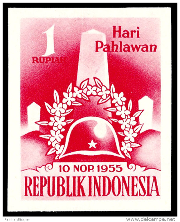 25 Sen Bis 1 Rp. "Heldengedenktag 1955", Ungezähnt", Tadellos Ungebraucht Ohne Gummierung - Wie Verausgabt,... - Indonesia