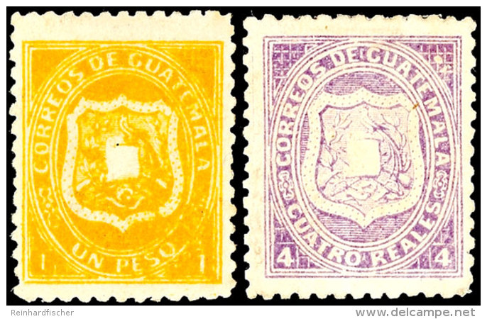 4 R. Violett Und 1 P. Orangegelb, Ungebraucht Ohne Gummi, Katalog: 5/6 (*)4 R. Violet And 1 P. Orange Yellow,... - Guatemala