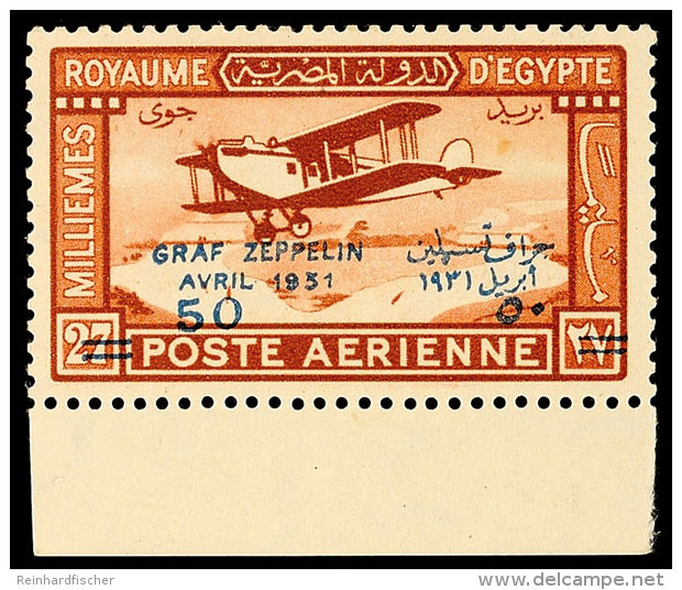 50 M. Auf 27 M. Zeppelin-Luftpostmarke Mit Druckfehler "1951" Statt "1931", Tadellos Ungebraucht Mit... - Otros & Sin Clasificación