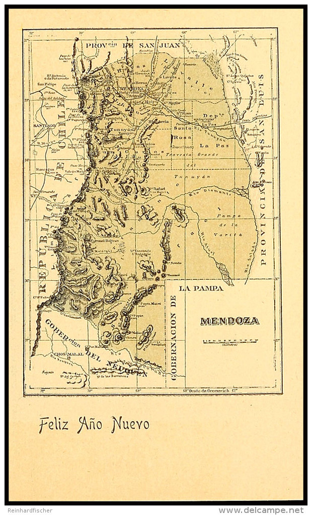 4 C. Ganzsachenkarte "Feliz Ano Nuevo", 12 Stück Mit Rückseitig Verschiedenen, Farbigen Landkarten Von... - Autres & Non Classés