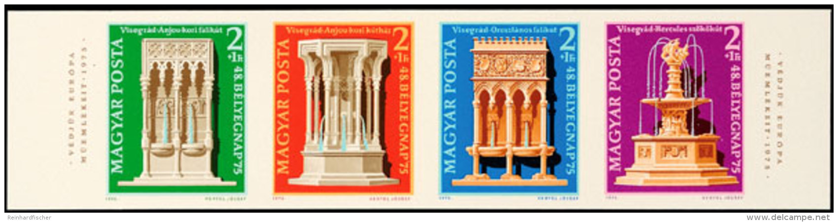 1975 Eurp. Denkmalschutzjahr/ T.d. Briefmarke, Ungez. Waagr. Viererstreifen, Auf. 14.000 Stück, Tadellos... - Autres & Non Classés