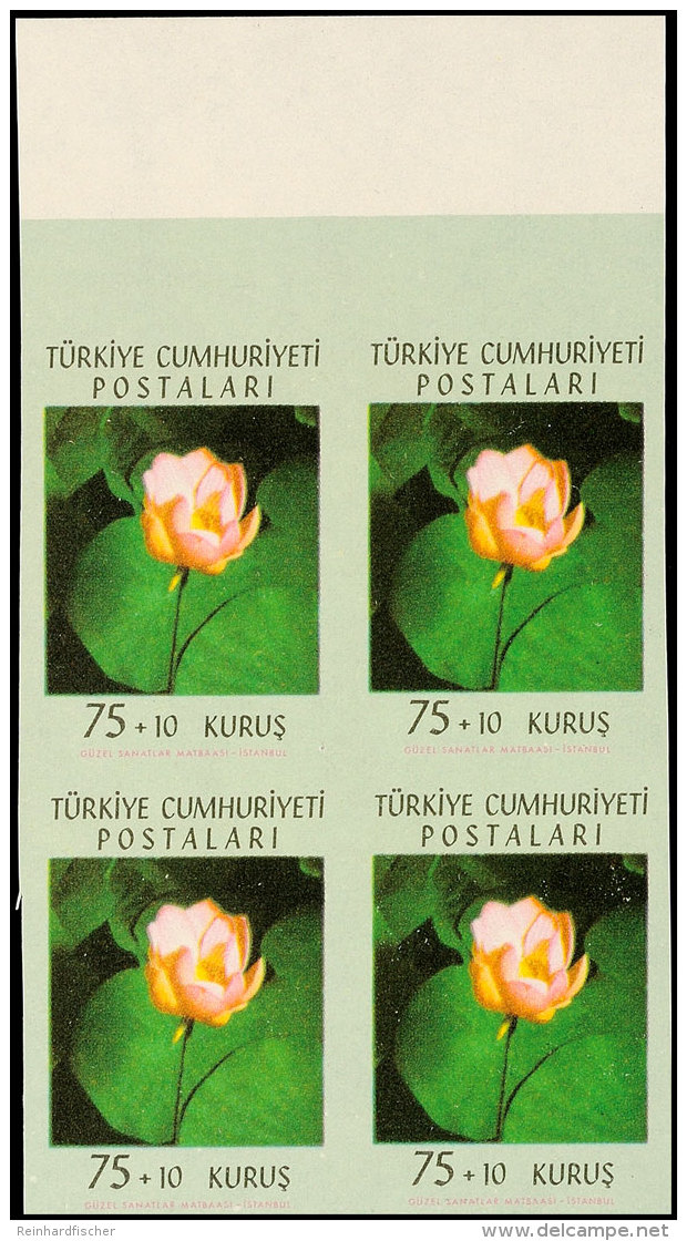 30 - 75 K. Blumenfest, Ungezähnter, Postfrischer 4er-Block Vom Oberrand, Mi. 300,-, Katalog: 1934/36 **30... - Autres & Non Classés