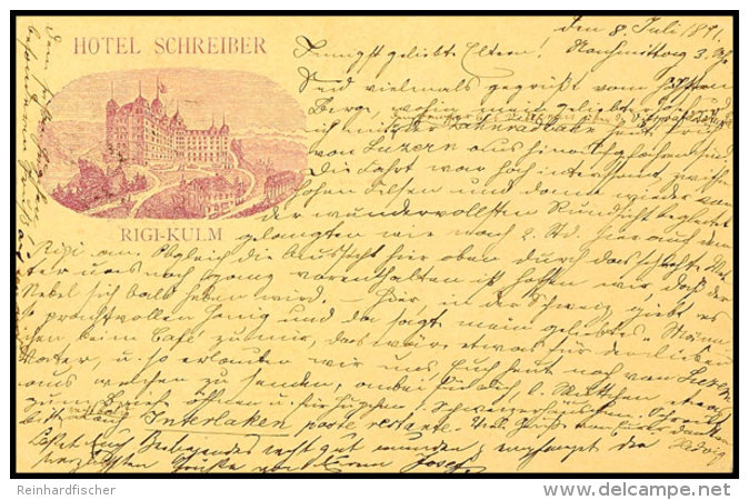 10 C. Ganzsachenkarte Mit Rückseitigem Bild "Hotel Schreiber- Rigi-Kulm", Gebraucht Mit Stempel "RIGI-KULM... - Franquicia