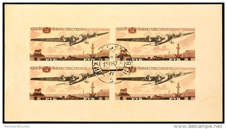 Blockausgabe "Flugzeugausstellung Moskau 1937", Sauber Zentrisch Gestempelt, Mi. 600.-, Katalog: Bl.3 OSouvenir... - Otros & Sin Clasificación
