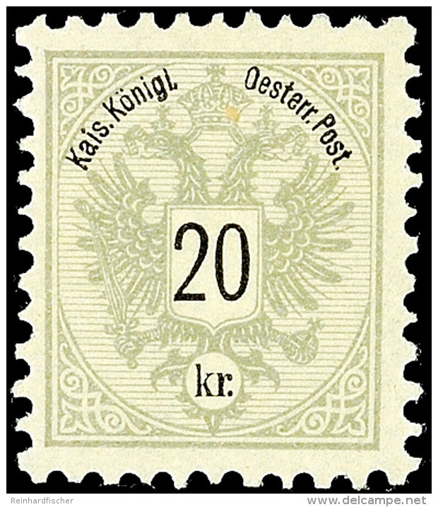 20 Kr. Olivgrau/schwarz, Gez. 10 1/2, Tadellos Postfrisch, Seltene Zähnung, Michel -.-, Katalog: 48D **20... - Autres & Non Classés