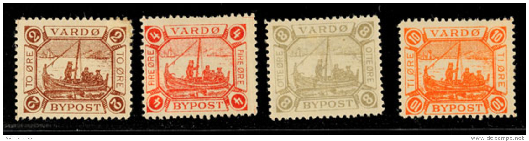 Lokalpost Vardo: 1893, 2-10 Öre Fischerboot, Kompletter Satz Mit 4 Werten, Ungebraucht  *Local Mail Vardo:... - Autres & Non Classés