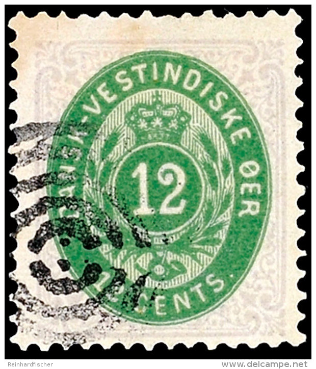 12. C. Lila/gelbgrün, Gut Gezähnt Und Zentriert, Sauberer 5-Ring-Stempel, Mi. 160,-, Katalog: 12I B... - Danish West Indies