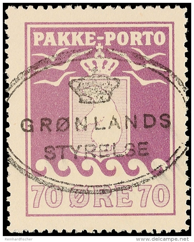 70 Öre Tief Rotviolett, Größere Schrift, Zentr. Klarer Ovalstempel "GRÖNLANDS STYRELSE", Facit... - Otros & Sin Clasificación