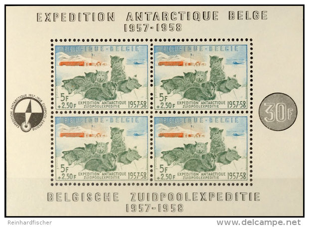 1957, Südpolexpedition, Postfrischer Block, Mi. 180,-, Katalog: Bl.25 **1957, Antarctic Expedition,... - Autres & Non Classés