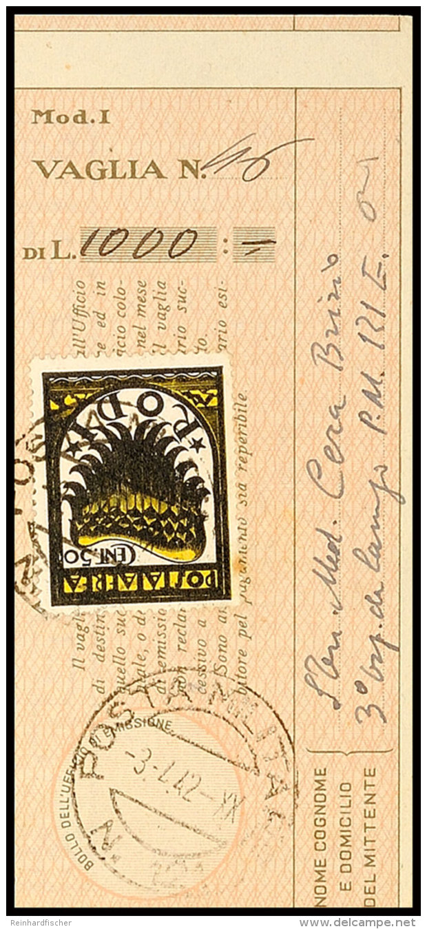 50 C. Flugpostmarke Mit Feldpost-Stempel "POSTA MILITARE N. 121 3.4.42" Auf Rechtem Zahlkarten-Abschnitt über... - Autres & Non Classés