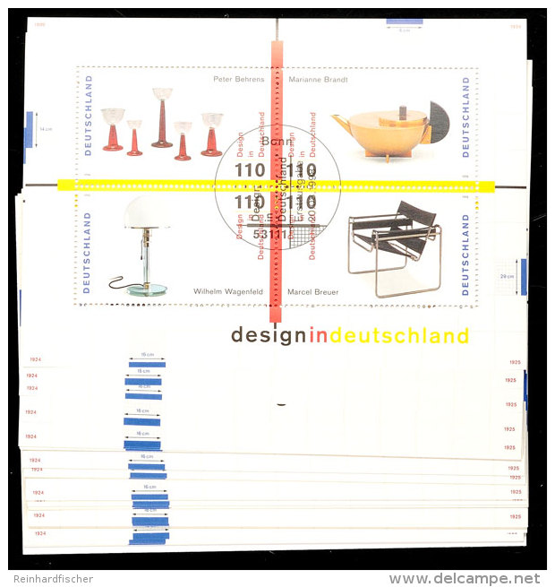 4x 110 Pfg Block-Ausgabe 1998 "Design In Deutschland", 50 Stück Mit ESST "BONN", Mi. 400.-, Katalog: Bl.45(50)... - Otros & Sin Clasificación