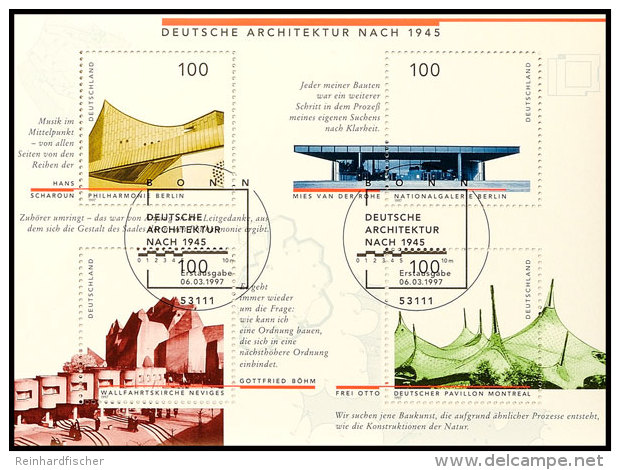 1997, Block-Ausgabe "Deutsche Architektur Nach 1945", 20 Stück Mit ESST BONN, Mi. 140.-, Katalog: Bl.37(20)... - Autres & Non Classés