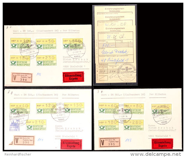 1981, Kpl. VS 1 Verteilt Auf Drei FDC's, Je Als Eilboten-Wertbrief Von "BERLIN 519 FLUGHAFEN TEGEL INTERNATIONAL... - Autres & Non Classés