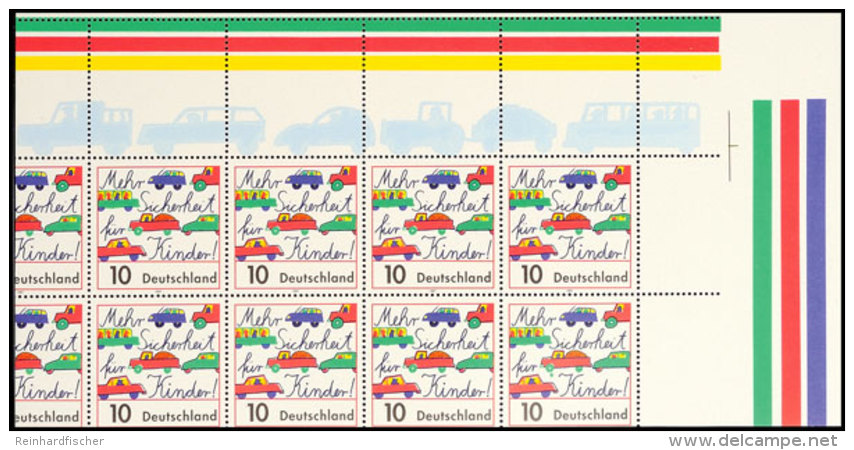 Mehr Sicherheit Für Kinder Im Straßenverkehr 10 Pfg., Verschnittener Kleinbogen Mit Nur Vier... - Autres & Non Classés