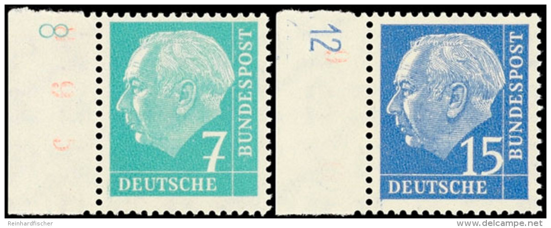 7 Pf. Heuss Mit DZ "8" Und 15 Pf. Heuss Mit DZ "12", Je Tadellos Postfrisch, Mi. 230,-, Katalog: 181,184DZ **7... - Otros & Sin Clasificación