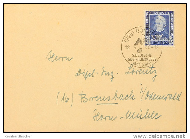 30 Pf. Wohlfahrt 1949, Einzelfrankatur (überfrank.) Auf Brief Von BOPPARD 12.9.50 Nach Brensbach, Katalog: 120... - Otros & Sin Clasificación