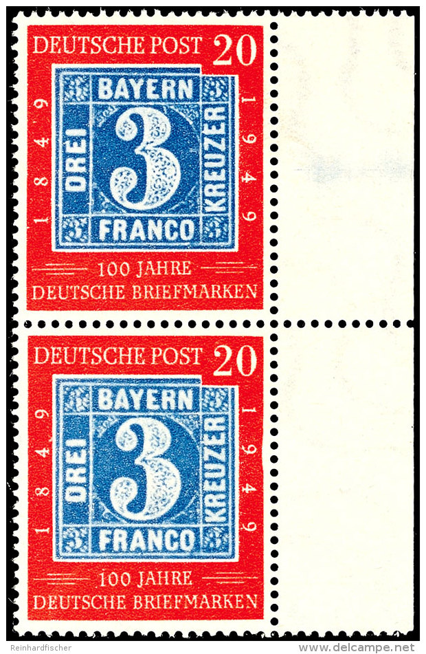 20 Pfg "100 Jahre Deutsche Briefmarken", Plattenfehler IV, Senkr. Paar Mit Normalmarke, Tadellos Postfrisch, Mi.... - Otros & Sin Clasificación