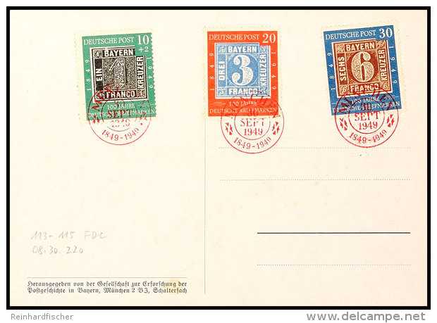 10 Pfg Bis 30 Pfg Tag Der Briefmarke 1949 Auf Blanko-Karte Mit Rotem Sonderstempel "MÜNCHEN 30 SEPT 1949",... - Autres & Non Classés