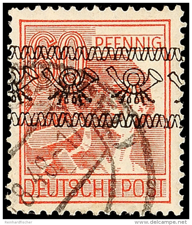 60 Pf. Arbeiter Braunkarmin, Bandaufdruck, Gestempelt, Gepr. Schlegel, Mi. 300,-, Katalog: 49Ia O60 Pf. Worker... - Otros & Sin Clasificación