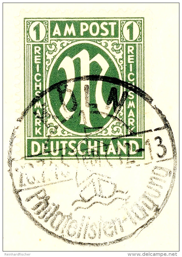 1 Mark AM-Post, Deutscher Druck, Gestempelt "KÖLN 20.7.46" Auf Briefstück, Tadellose Erhaltung In Der... - Autres & Non Classés