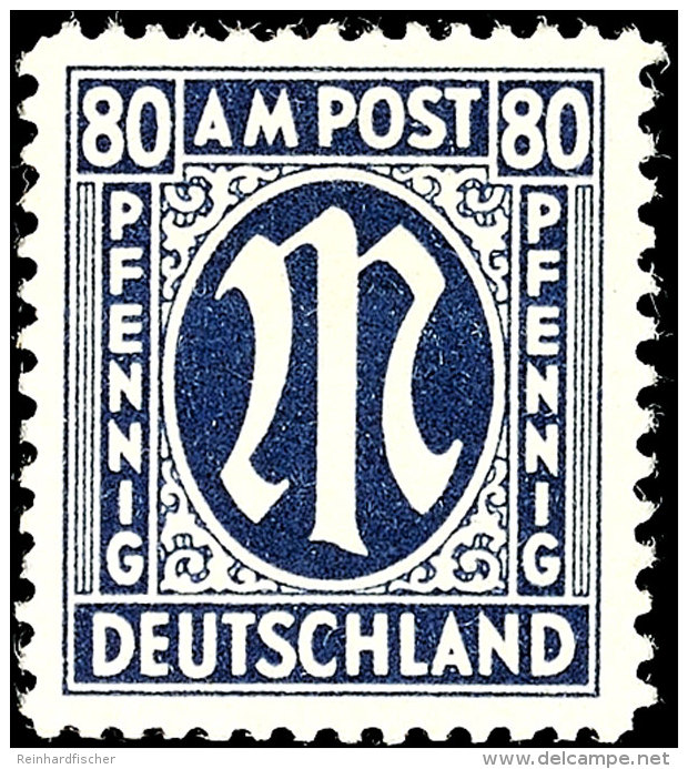 80 Pfg AM-Post, B-Farbe, C-Zähnung, Tadellos Postfrisch, Gepr. Hettler BPP, Mi. 180.-, Katalog: 34bC **80... - Autres & Non Classés