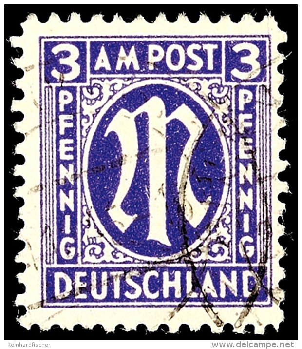 3 Pf AM-Post In Type BDz Tadellos Gestempelt, Gepr. Hettler BPP, Mi. 750.-, Katalog: 17bDz O3 Pf First Issue Of... - Autres & Non Classés