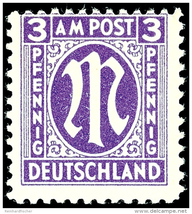 3 Pf. AM-Post In Type BD Tadellos Postfrisch, Fotoattest Andreas Schlegel BPP, Mi. 500.- Attest/Certificate:... - Autres & Non Classés