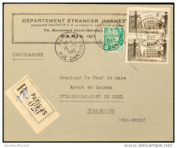 Post Nach Kehl: 1949, Frankierter R-Brief Aus PARIS 15.12.49 An Den Chef De Gare In Strasbourg-Pont De Kehl Mit... - Autres & Non Classés