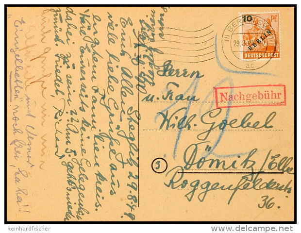 10 Pfg. Grünaufdruck Mit Stempel BERLIN SW11 29.8.49 Auf Postkarte Mit Viel Text Nach Dömitz Mit... - Autres & Non Classés