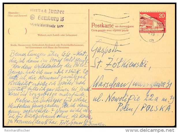 20 Pfg. Frage-Ganzsachenkarte Gebraucht Von HAMBURG 1.3.61 Mit Viel Text Nach Polen, Pracht, Katalog: P40 BF20... - Otros & Sin Clasificación