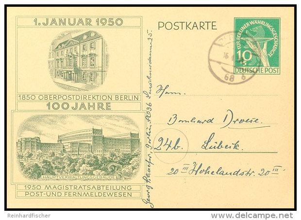 10 Pfg. Sonderpostkarte 100 Jahre OPD Berlin Gebraucht Mit Text Und Tagesstempel BERLIN SW68 16.4.50 Nach... - Autres & Non Classés