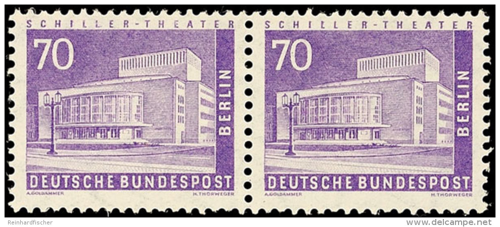 70 Pfg Bauten. Als Waagerechtes Paar Mit Zähl-Nr., Tadellos Postfrisch, Mi. 200.-, Katalog: 152xvR **70... - Autres & Non Classés