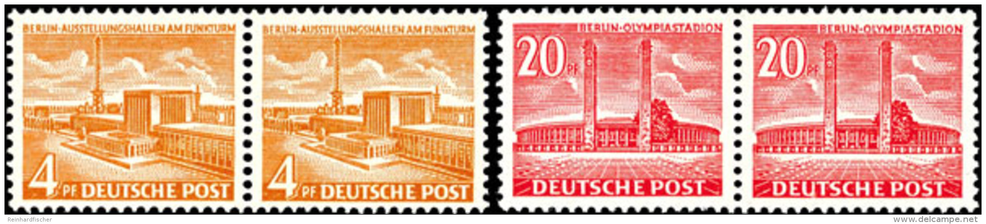 4 Pfg Und 20 Pfg "Bauten II", Waagerechter Paarsatz, Tadellos Postfrisch, Mi. 215.-, Katalog: 112/13 (2) **4... - Otros & Sin Clasificación