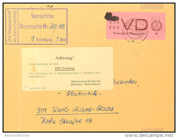 DDR ZKD 20 Pfg Vertrauliche Dienstsache Hellrosa Aus Brief Des Staatsanwalts Des Kreises Marienburg (Sachsen) Ab... - Autres & Non Classés