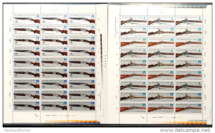 Jagdwaffen Aus Suhl, Beide Zusammendruck-Bogen Komplett, Tadellos Postfrisch, Katalogwert Nach Richter-Spezial... - Autres & Non Classés