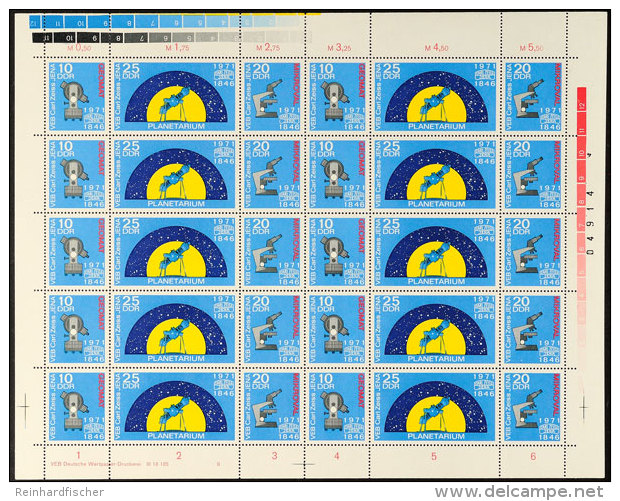 125 Jahre Carl Zeiss Jena, Kompletter Zusammendruck-Bogen Mit Fornummer II, Tadellos Postfrisch, Katalog:... - Otros & Sin Clasificación