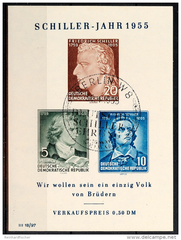 Schiller-Block, Besseres Wz. 2 XII, Plattenfehler IV, Tadellos Mit Originalgummi Und Sonderstempel Von "BERLIN",... - Autres & Non Classés