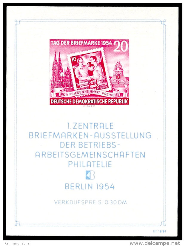 Briefmarkenausstellungsblock Auf Geripptem Papier Mit Wz. 2 X II, Tadellos Postfrisch, Fotoattest Paul BPP "...... - Other & Unclassified